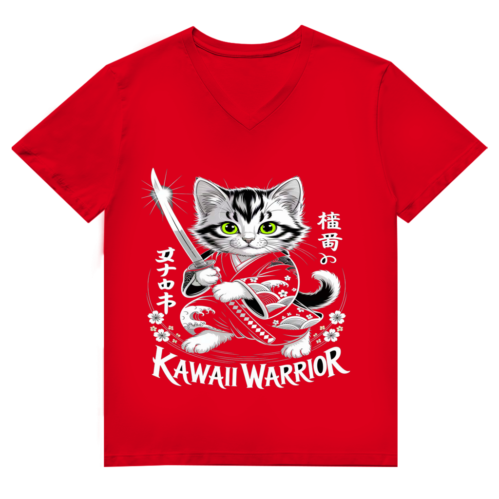 Herren Premium Bio V-Neck T-Shirt Karate Cat