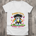 Damen Premium Bio V-Neck T-Shirt Puppy love Dog