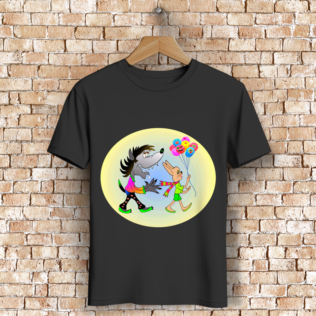 Herren Premium Bio T-Shirt Hase und Wolf