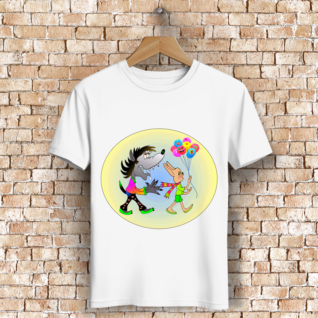 Herren Premium Bio T-Shirt Hase und Wolf