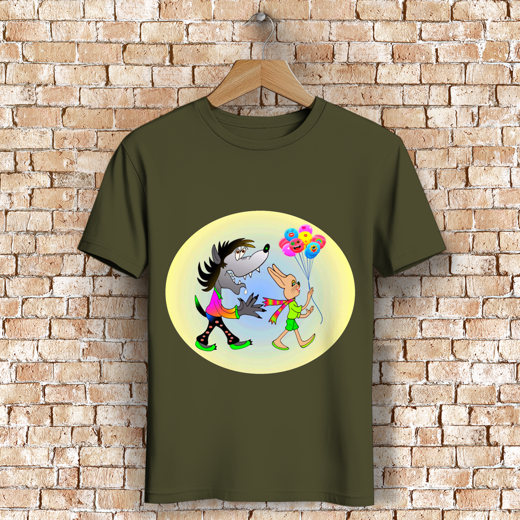 Herren Premium Bio T-Shirt Hase und Wolf