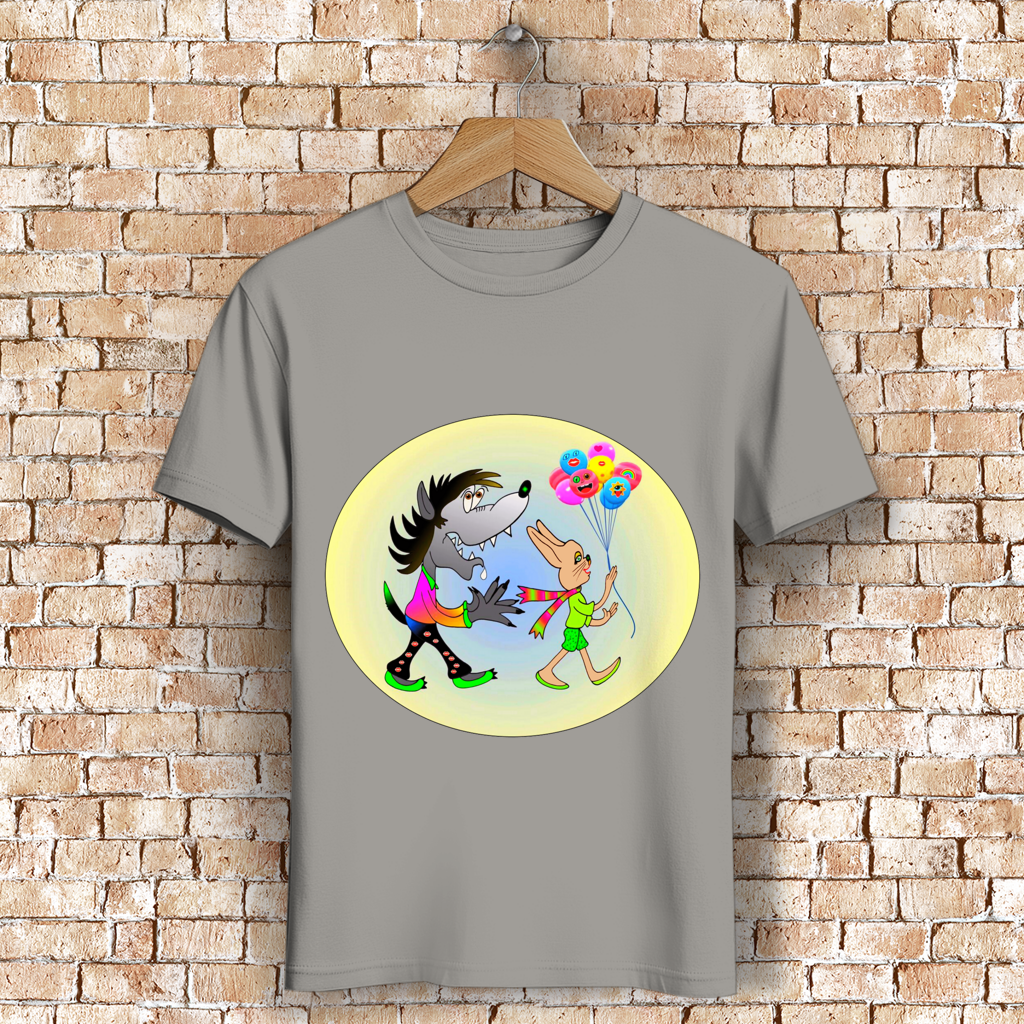 Herren Premium Bio T-Shirt Hase und Wolf