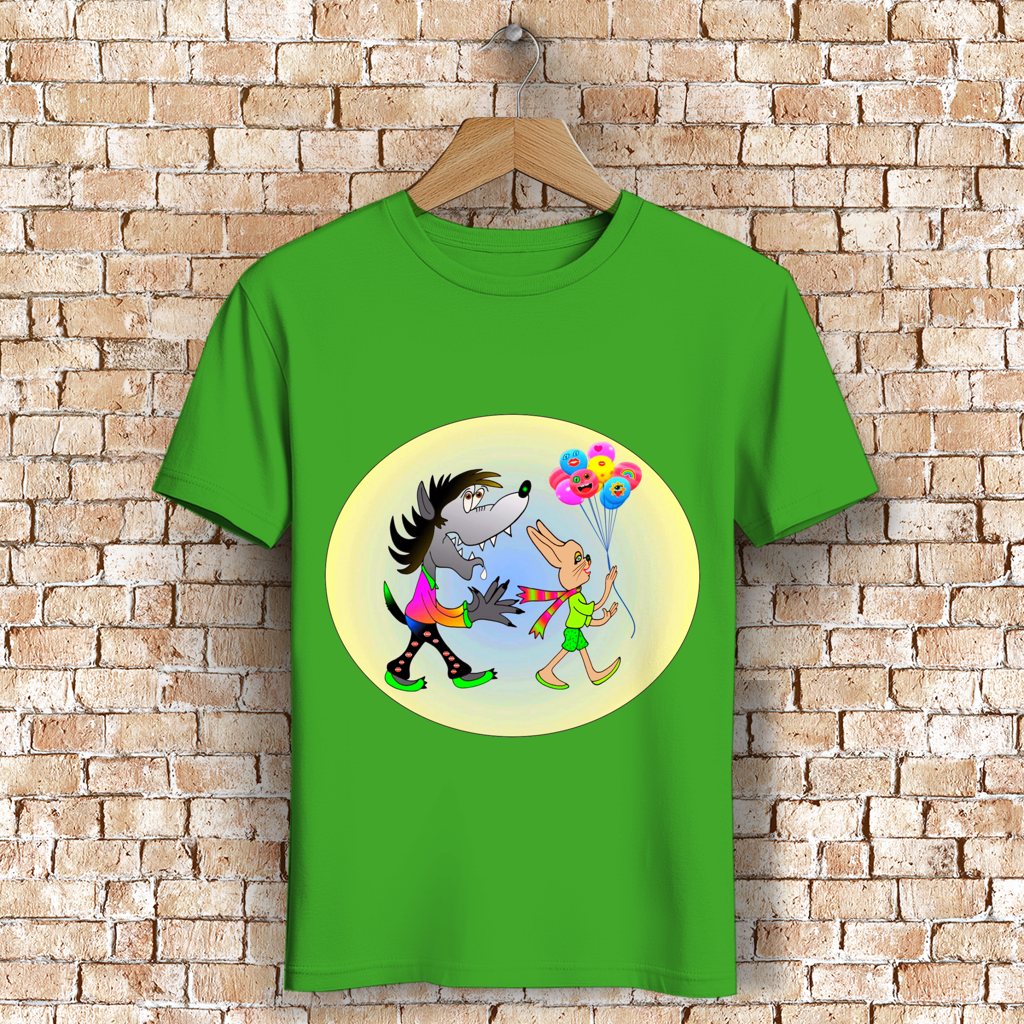 Herren Premium Bio T-Shirt Hase und Wolf
