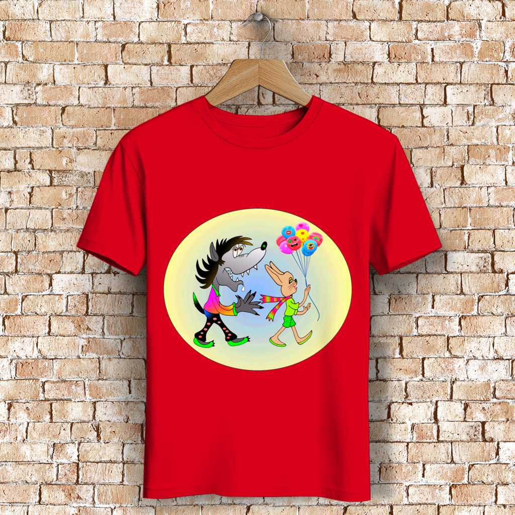 Herren Premium Bio T-Shirt Hase und Wolf