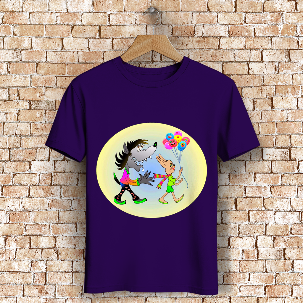 Herren Premium Bio T-Shirt Hase und Wolf