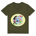 Herren Premium Bio V-Neck T-Shirt Hase und Wolf