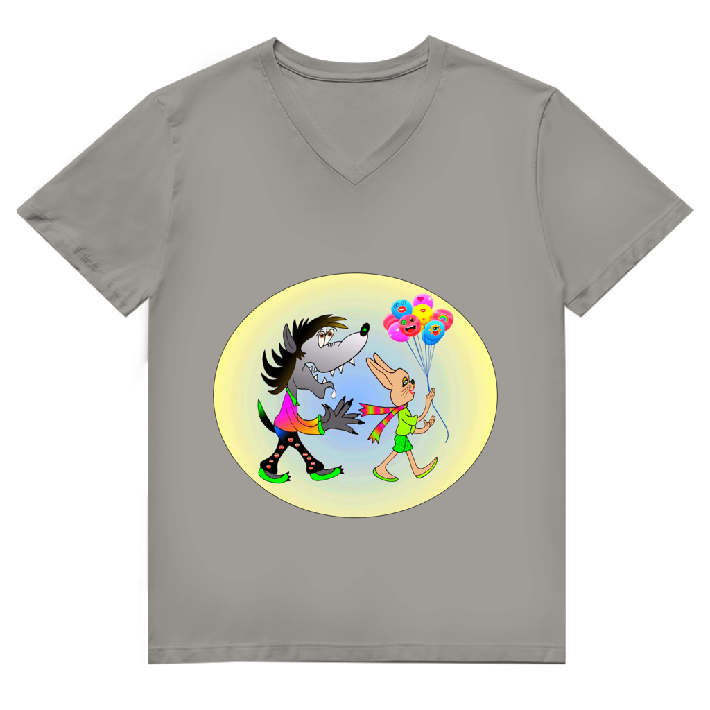 Herren Premium Bio V-Neck T-Shirt Hase und Wolf