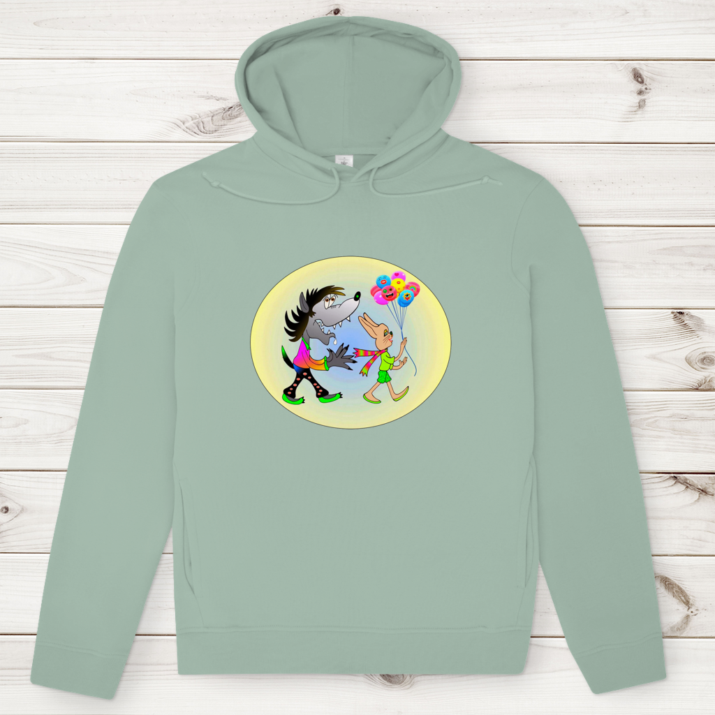 Herren Premium Bio Hoodie Hase und Wolf