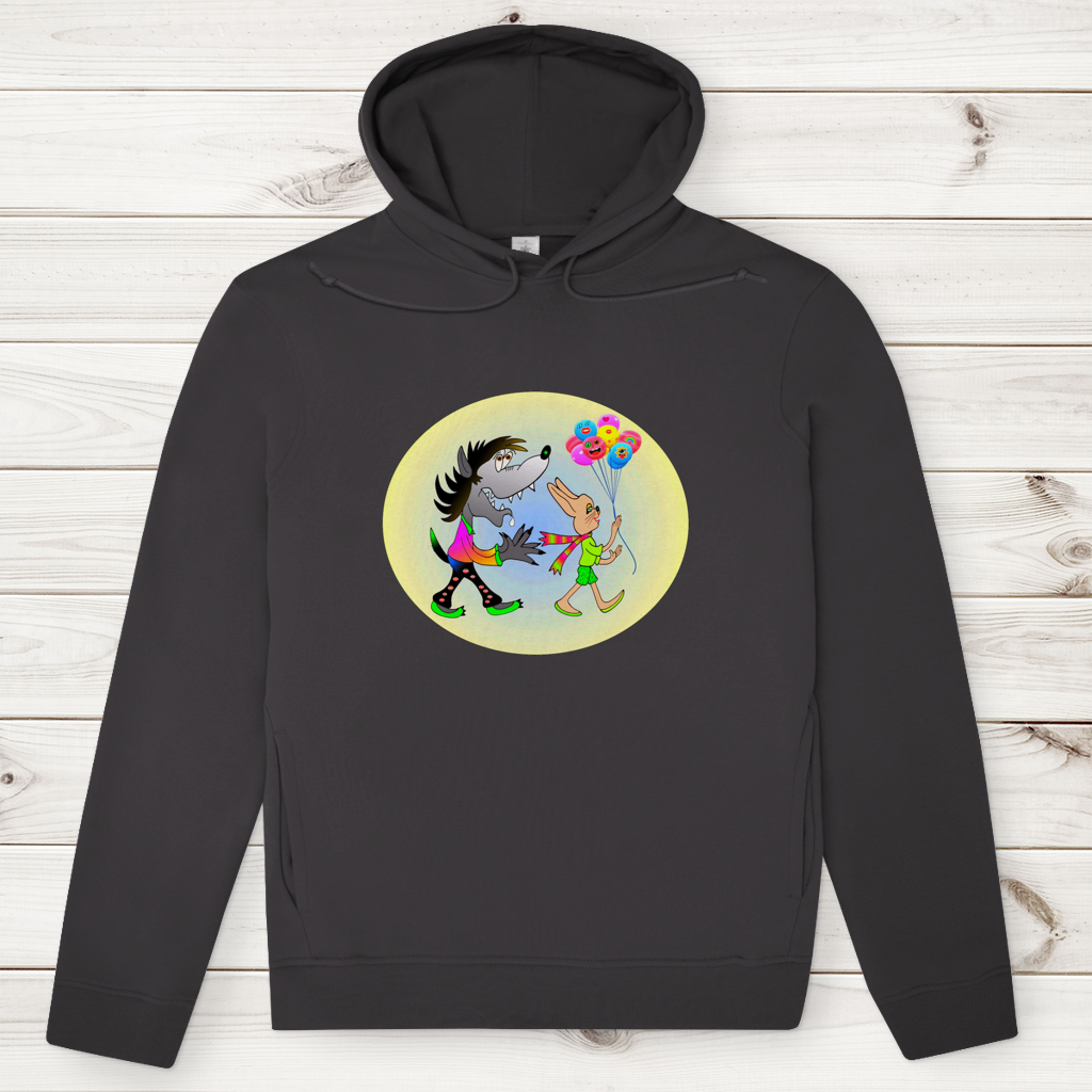 Herren Premium Bio Hoodie Hase und Wolf