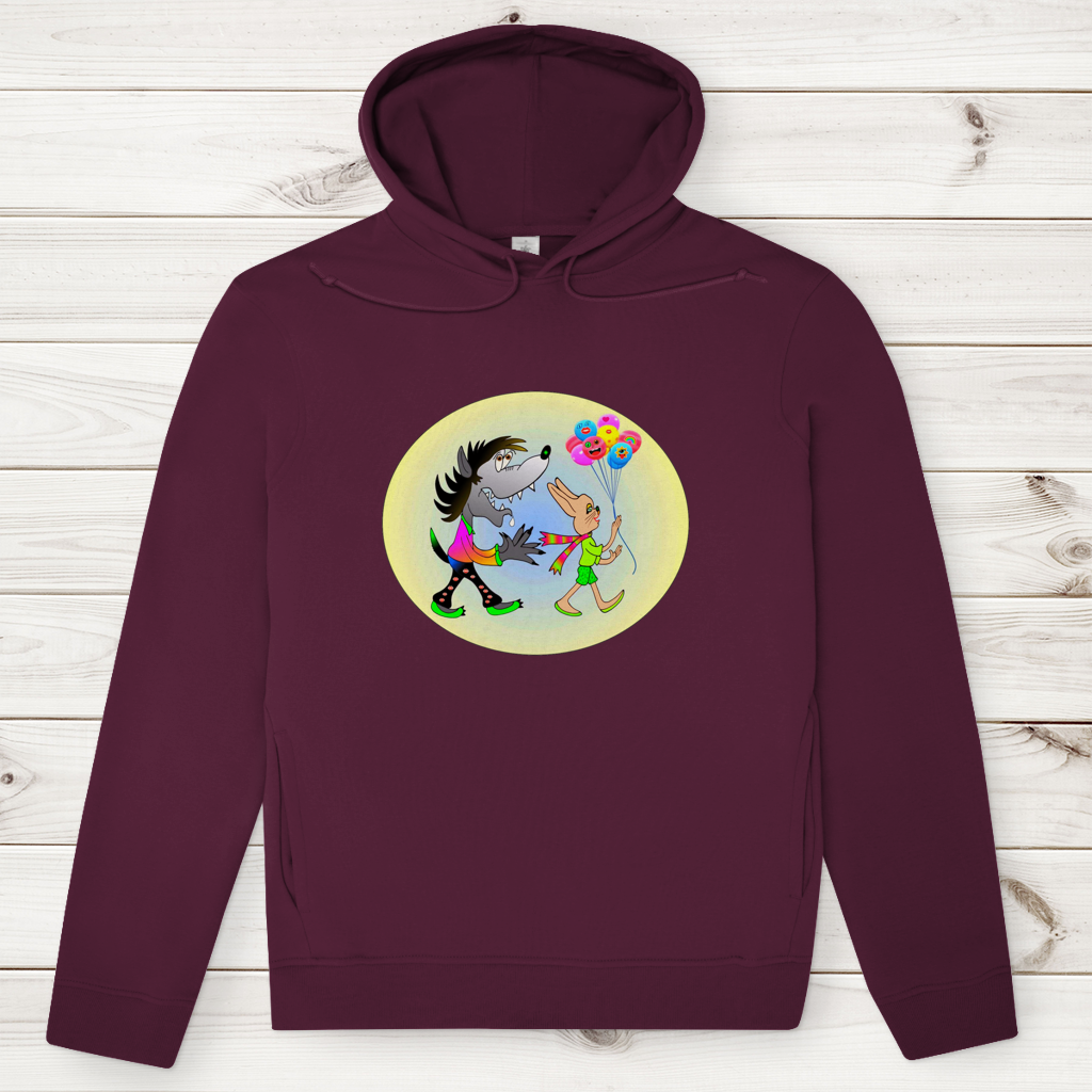 Herren Premium Bio Hoodie Hase und Wolf