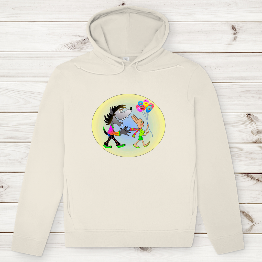 Herren Premium Bio Hoodie Hase und Wolf