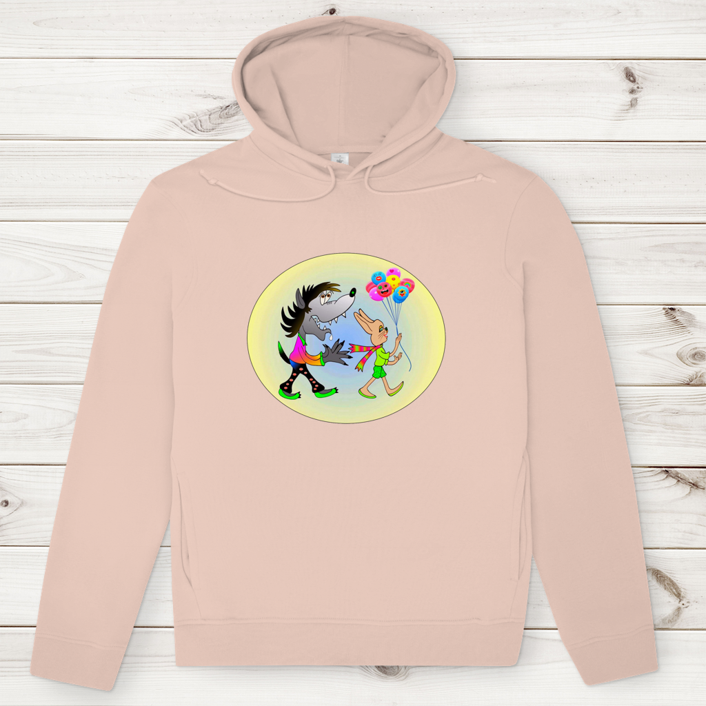 Herren Premium Bio Hoodie Hase und Wolf