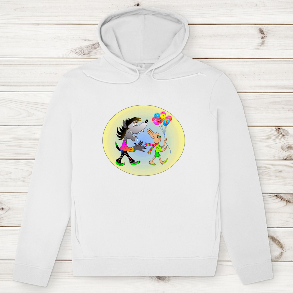 Herren Premium Bio Hoodie Hase und Wolf