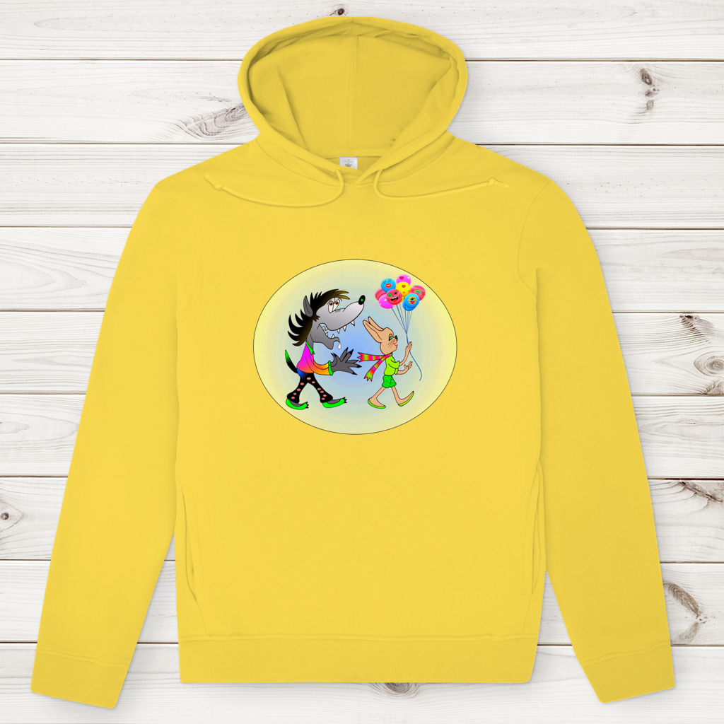 Herren Premium Bio Hoodie Hase und Wolf