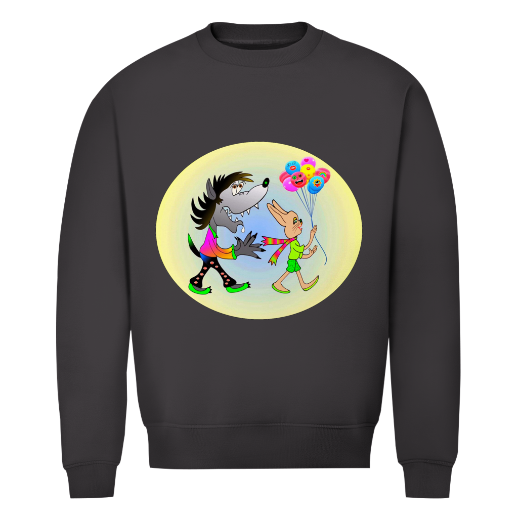Herren Premium Bio Sweatshirt Hase und Wolf
