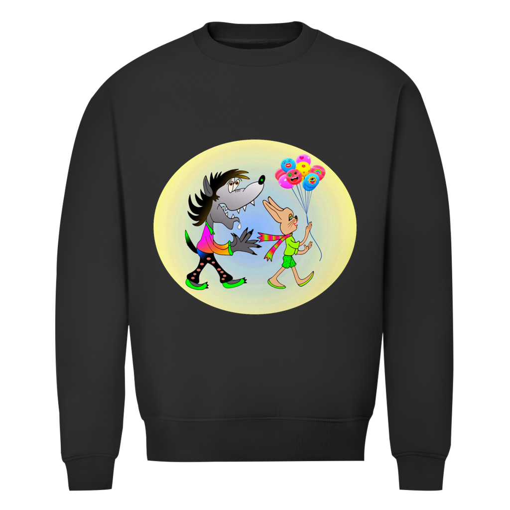 Herren Premium Bio Sweatshirt Hase und Wolf