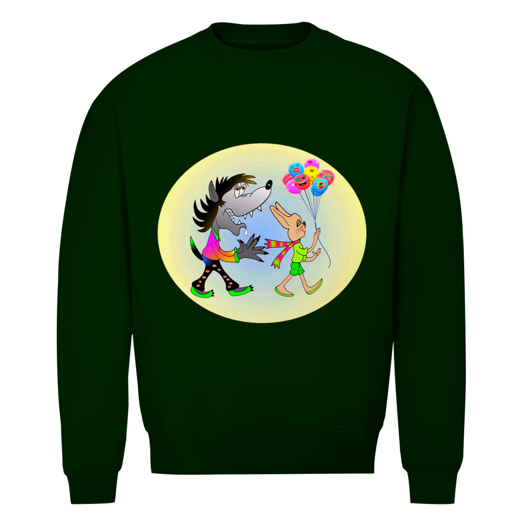 Herren Premium Bio Sweatshirt Hase und Wolf