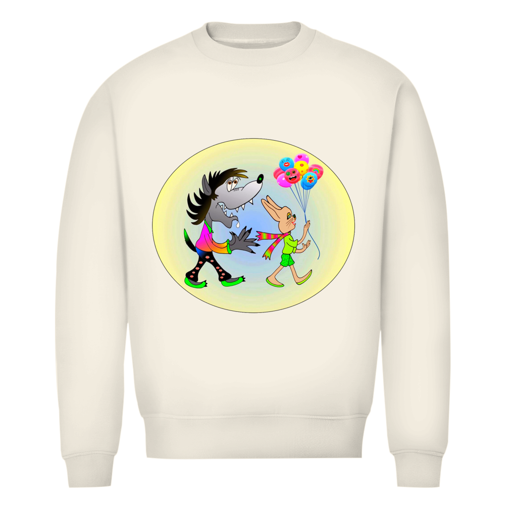 Herren Premium Bio Sweatshirt Hase und Wolf