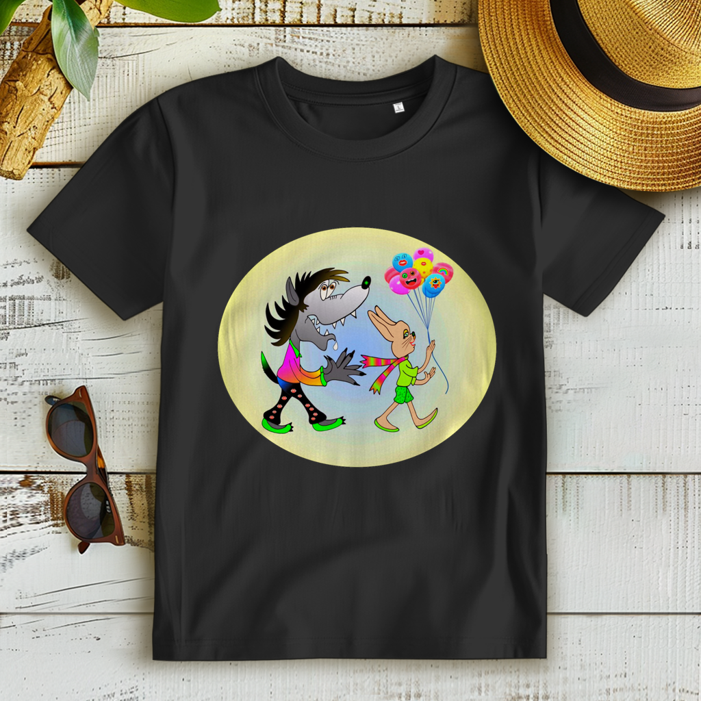 Damen Premium Bio T-Shirt Hase und Wolf