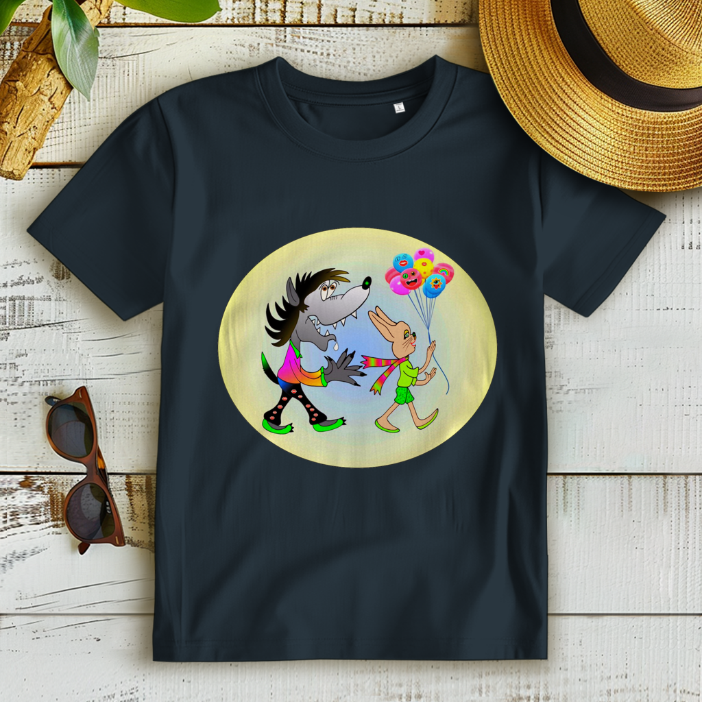 Damen Premium Bio T-Shirt Hase und Wolf