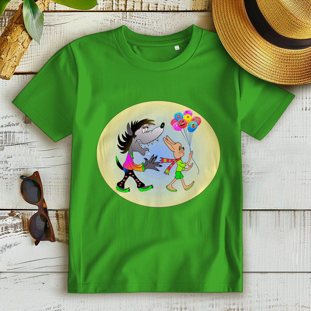 Damen Premium Bio T-Shirt Hase und Wolf