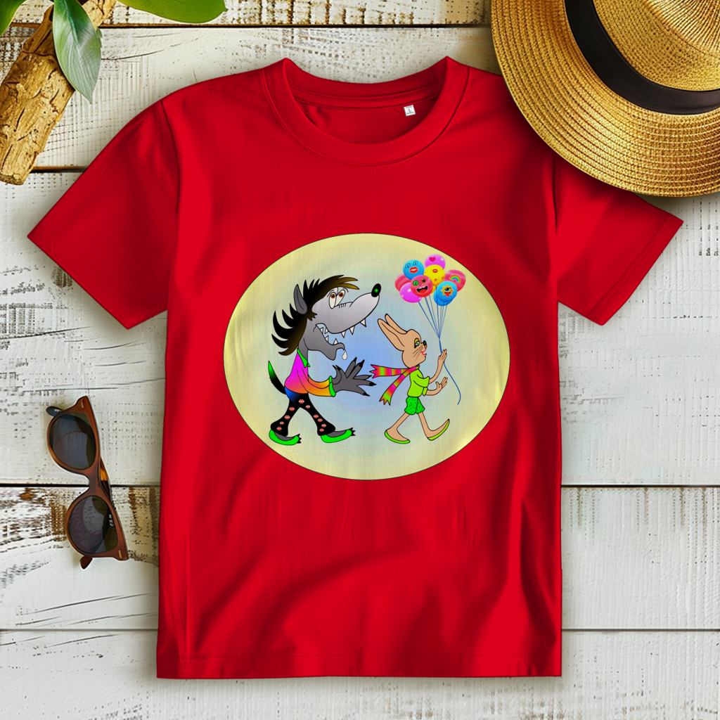 Damen Premium Bio T-Shirt Hase und Wolf