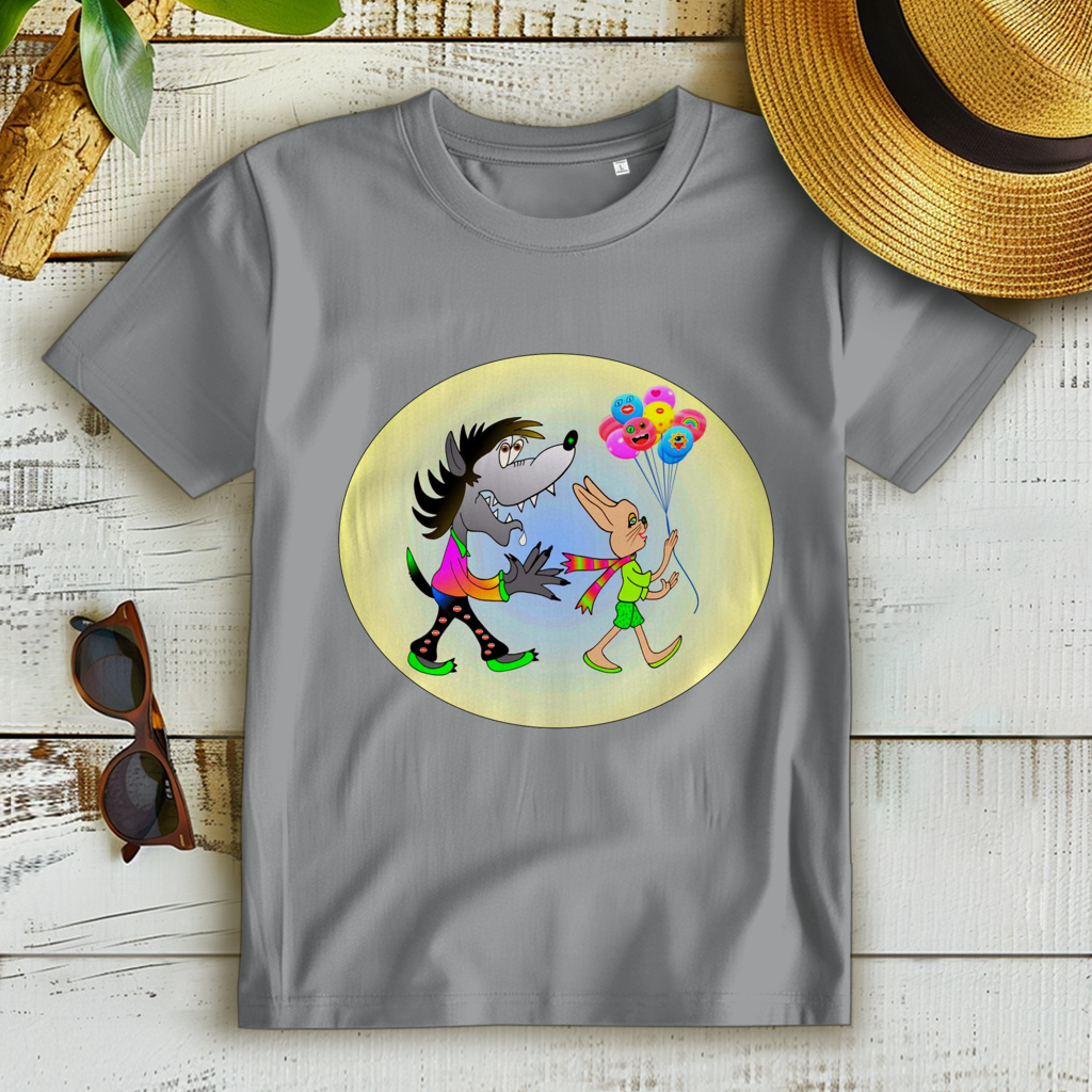 Damen Premium Bio T-Shirt Hase und Wolf