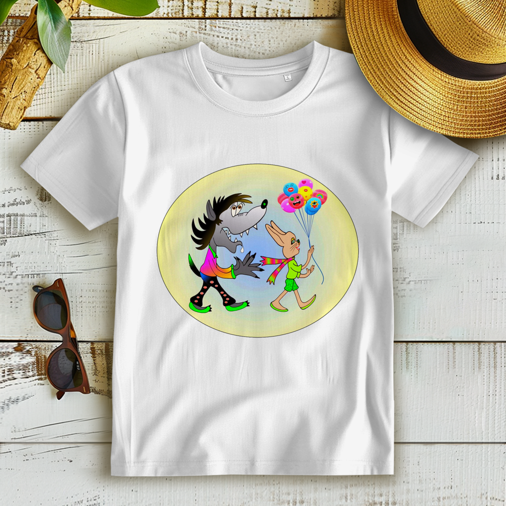Damen Premium Bio T-Shirt Hase und Wolf