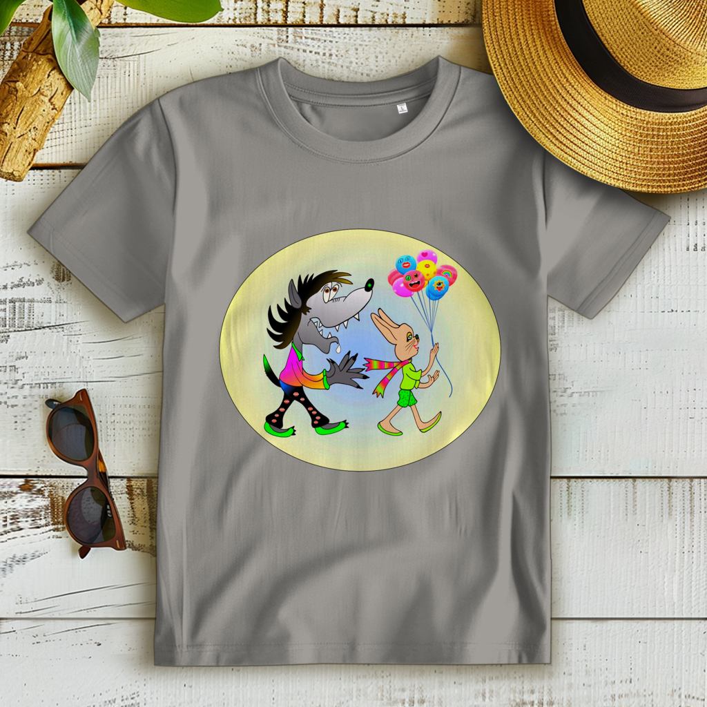 Damen Premium Bio T-Shirt Hase und Wolf