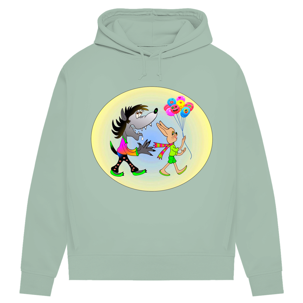 Damen Premium Bio Hoodie Hase und Wolf