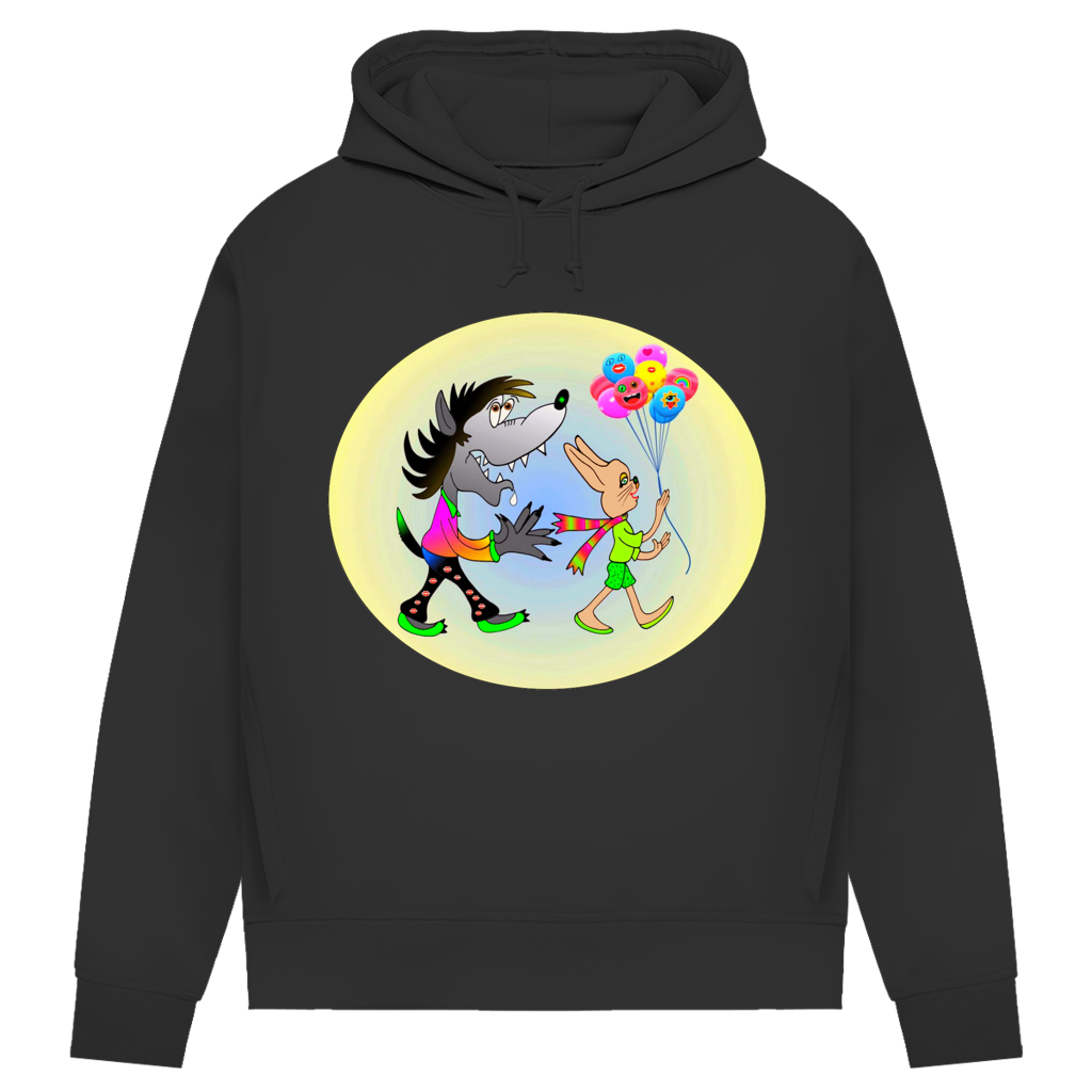 Damen Premium Bio Hoodie Hase und Wolf