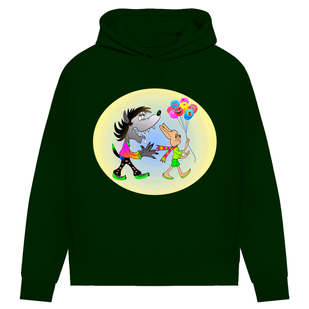 Damen Premium Bio Hoodie Hase und Wolf