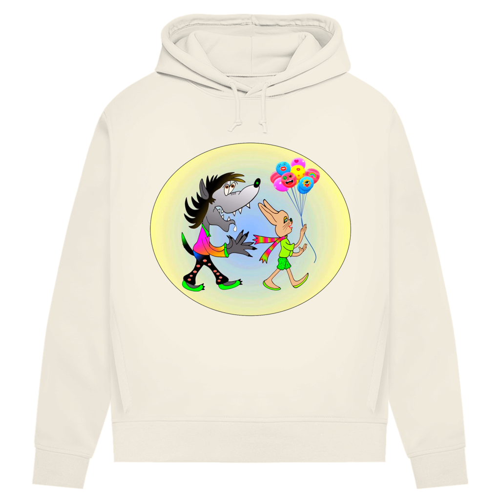 Damen Premium Bio Hoodie Hase und Wolf