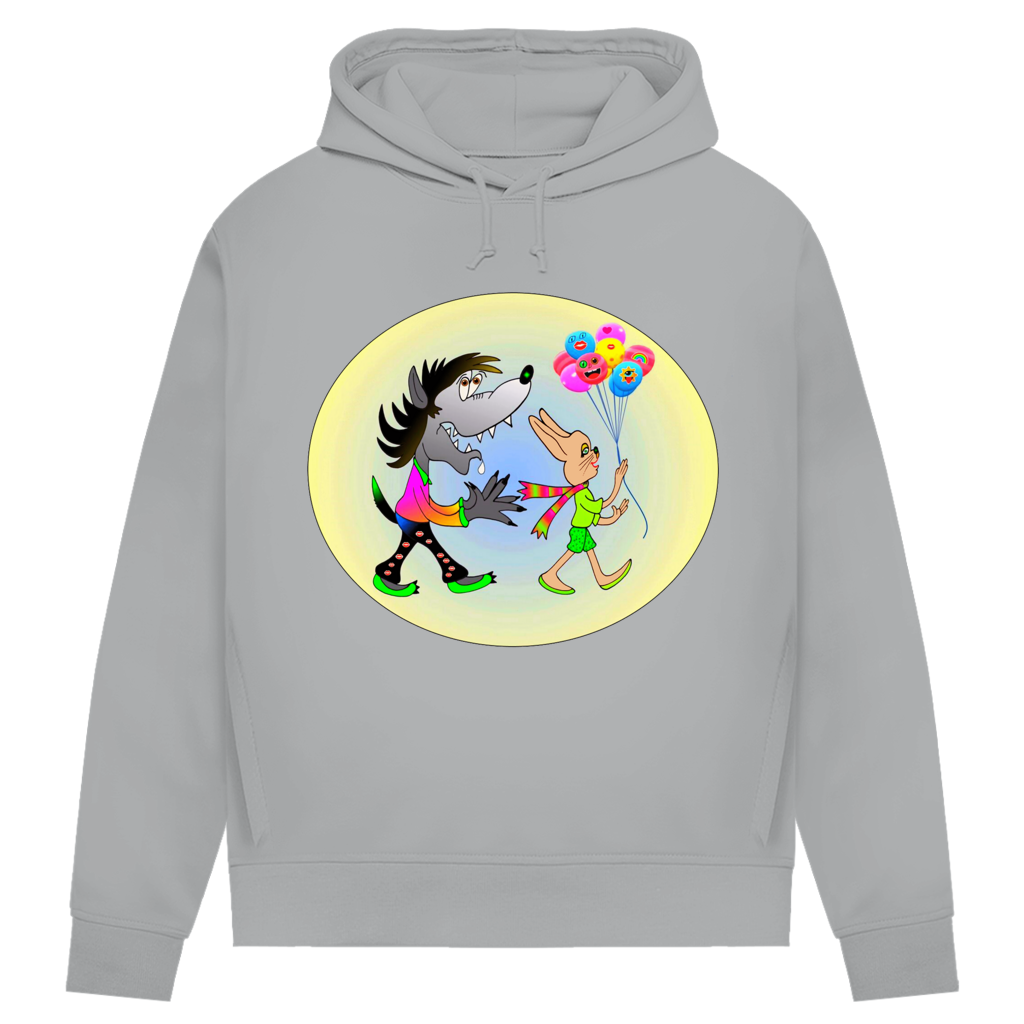 Damen Premium Bio Hoodie Hase und Wolf
