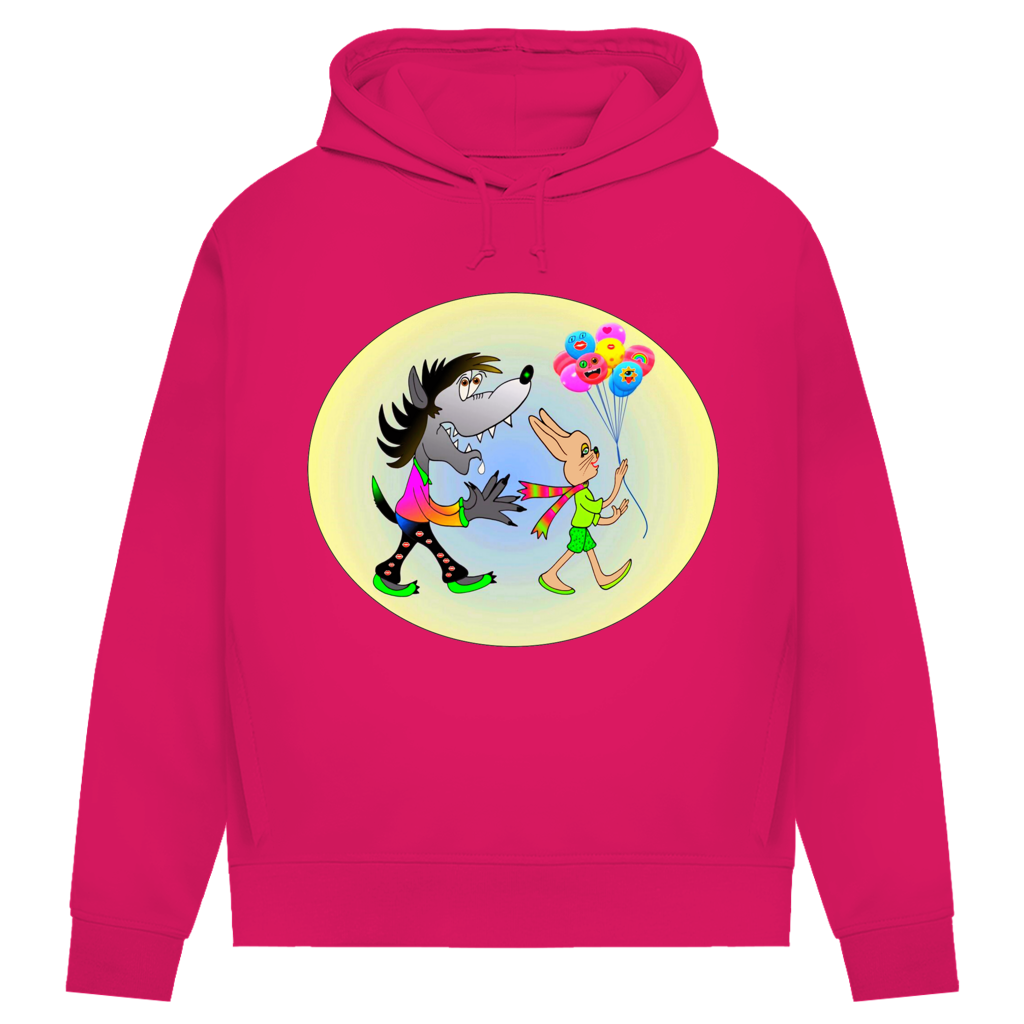 Damen Premium Bio Hoodie Hase und Wolf