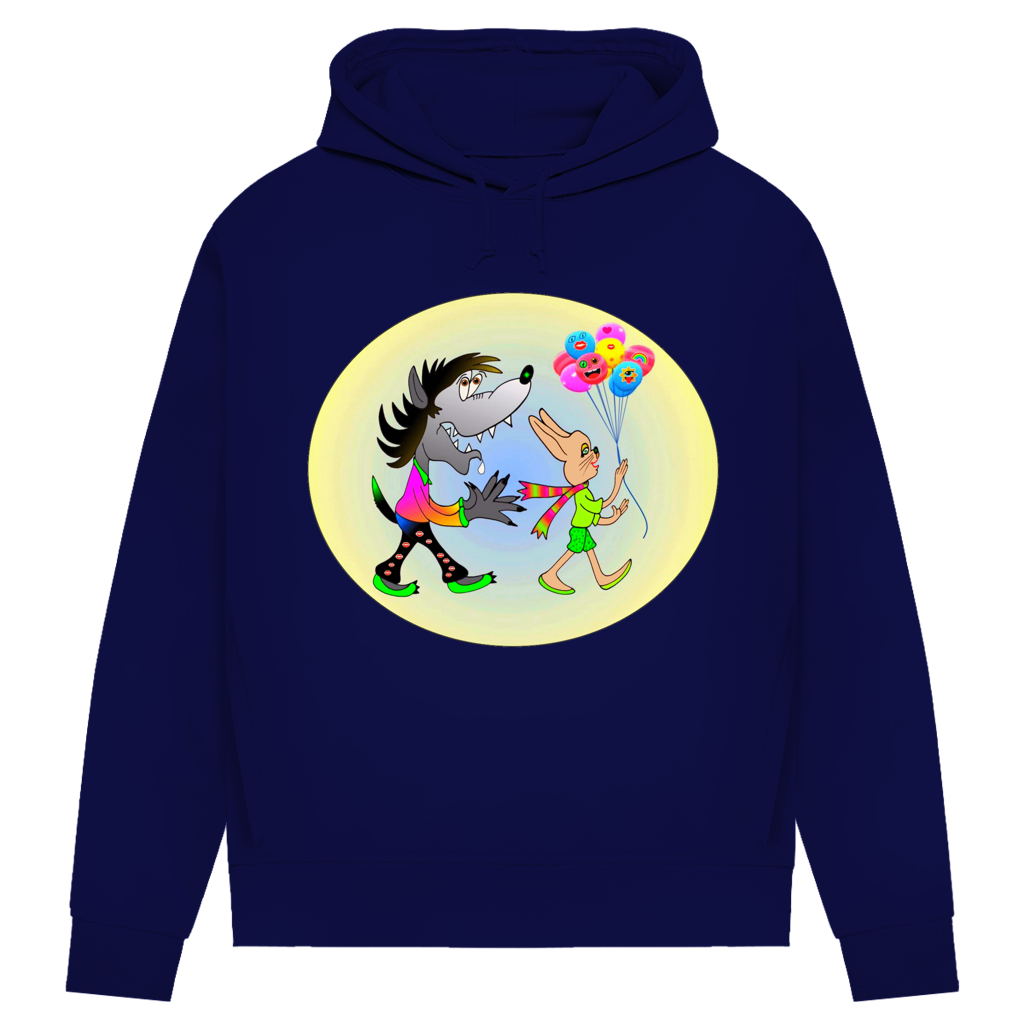Damen Premium Bio Hoodie Hase und Wolf