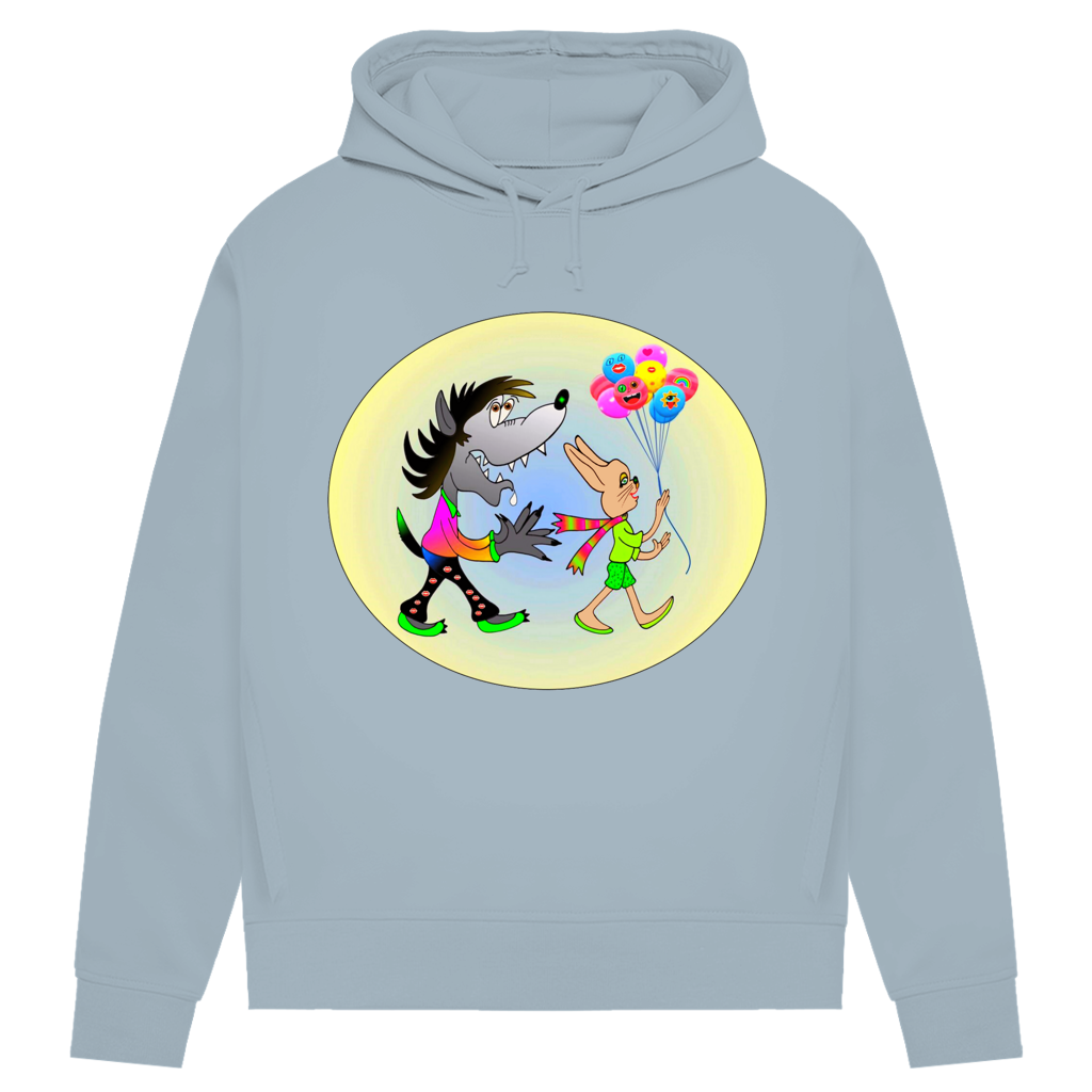 Damen Premium Bio Hoodie Hase und Wolf