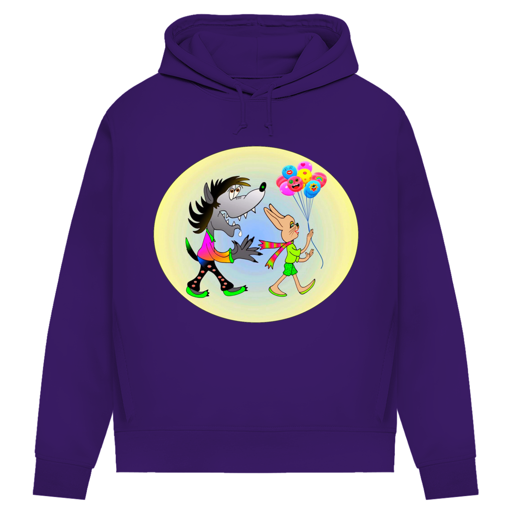 Damen Premium Bio Hoodie Hase und Wolf