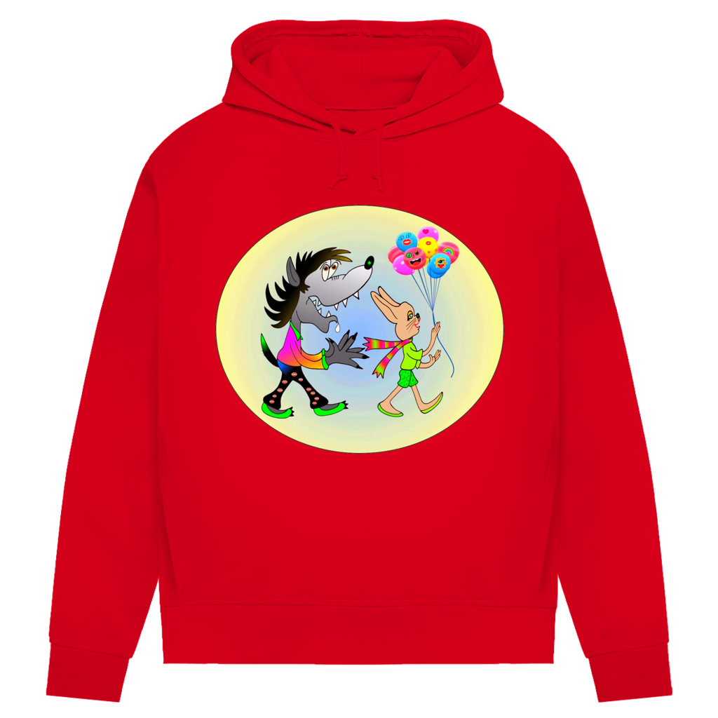 Damen Premium Bio Hoodie Hase und Wolf