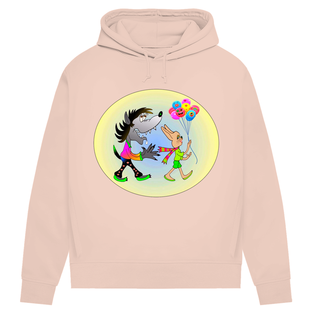 Damen Premium Bio Hoodie Hase und Wolf