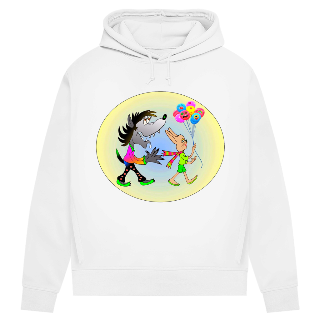 Damen Premium Bio Hoodie Hase und Wolf
