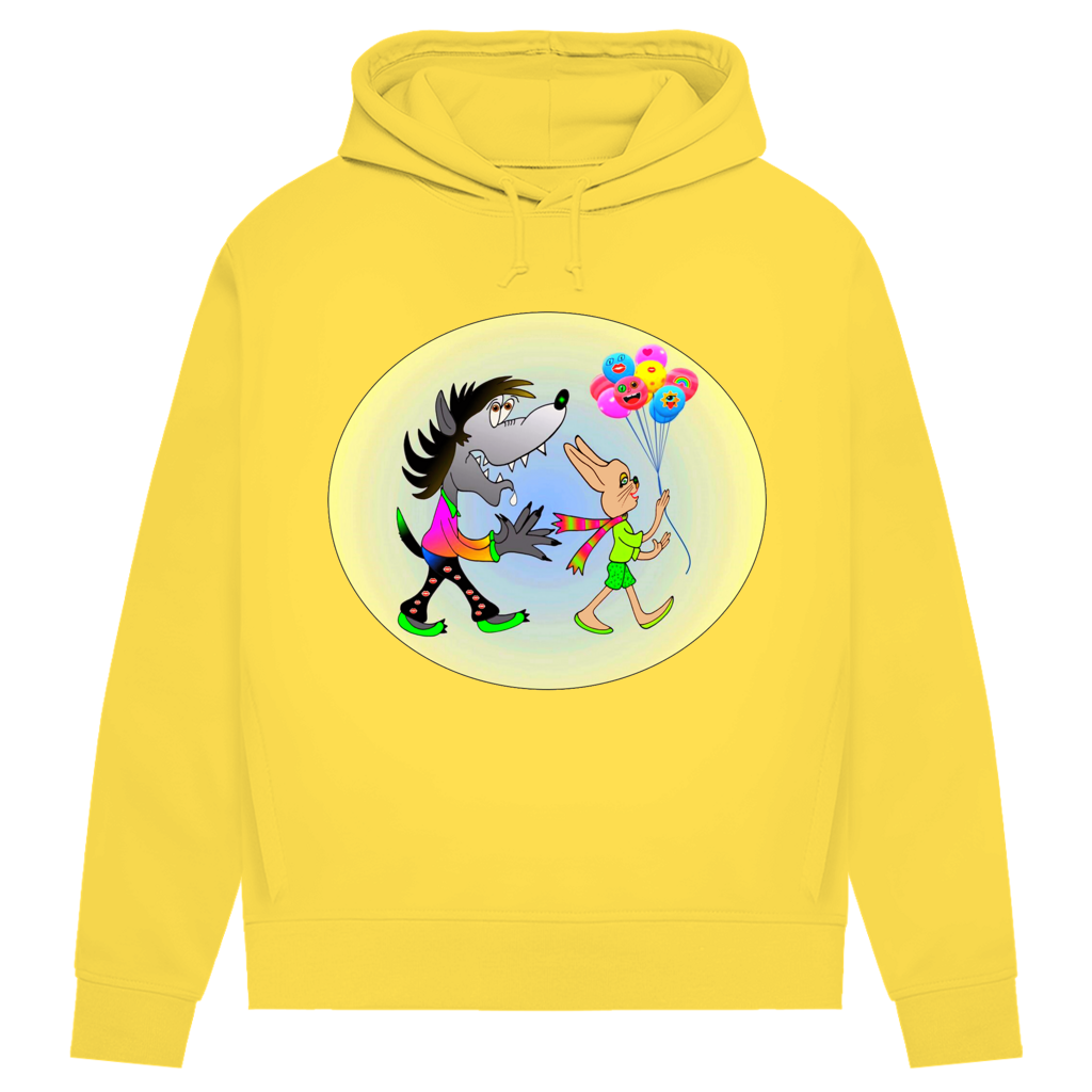 Damen Premium Bio Hoodie Hase und Wolf