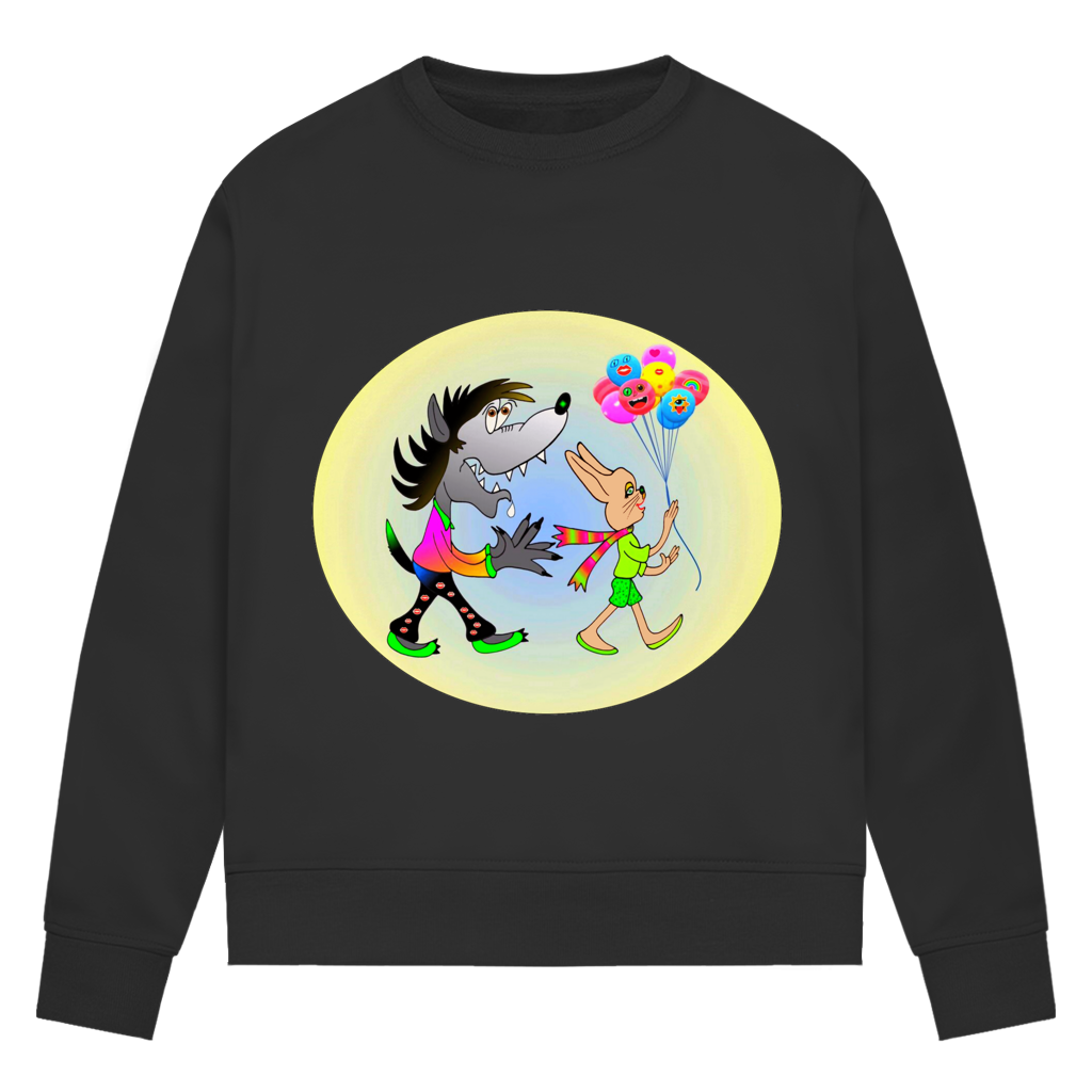 Damen Premium Bio Sweatshirt Hase und Wolf