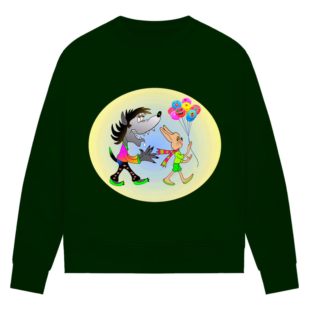 Damen Premium Bio Sweatshirt Hase und Wolf