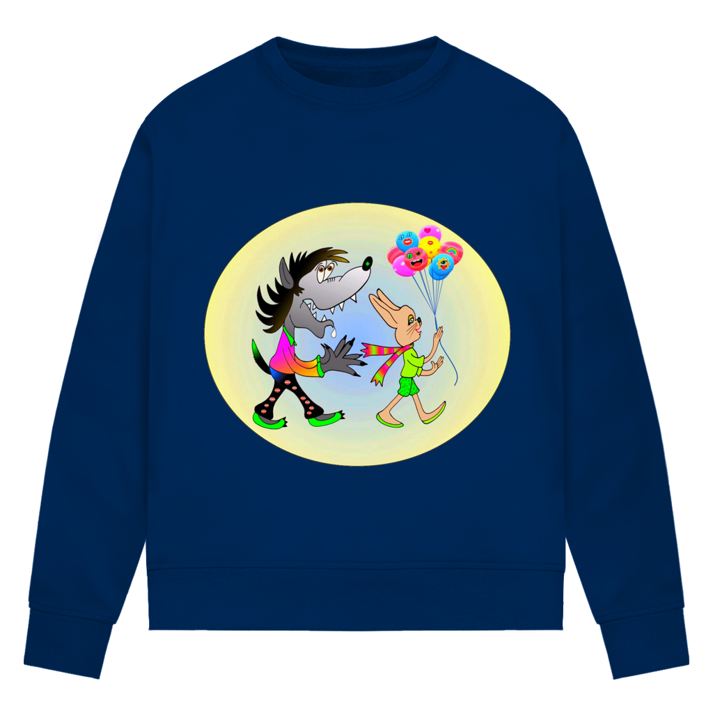 Damen Premium Bio Sweatshirt Hase und Wolf