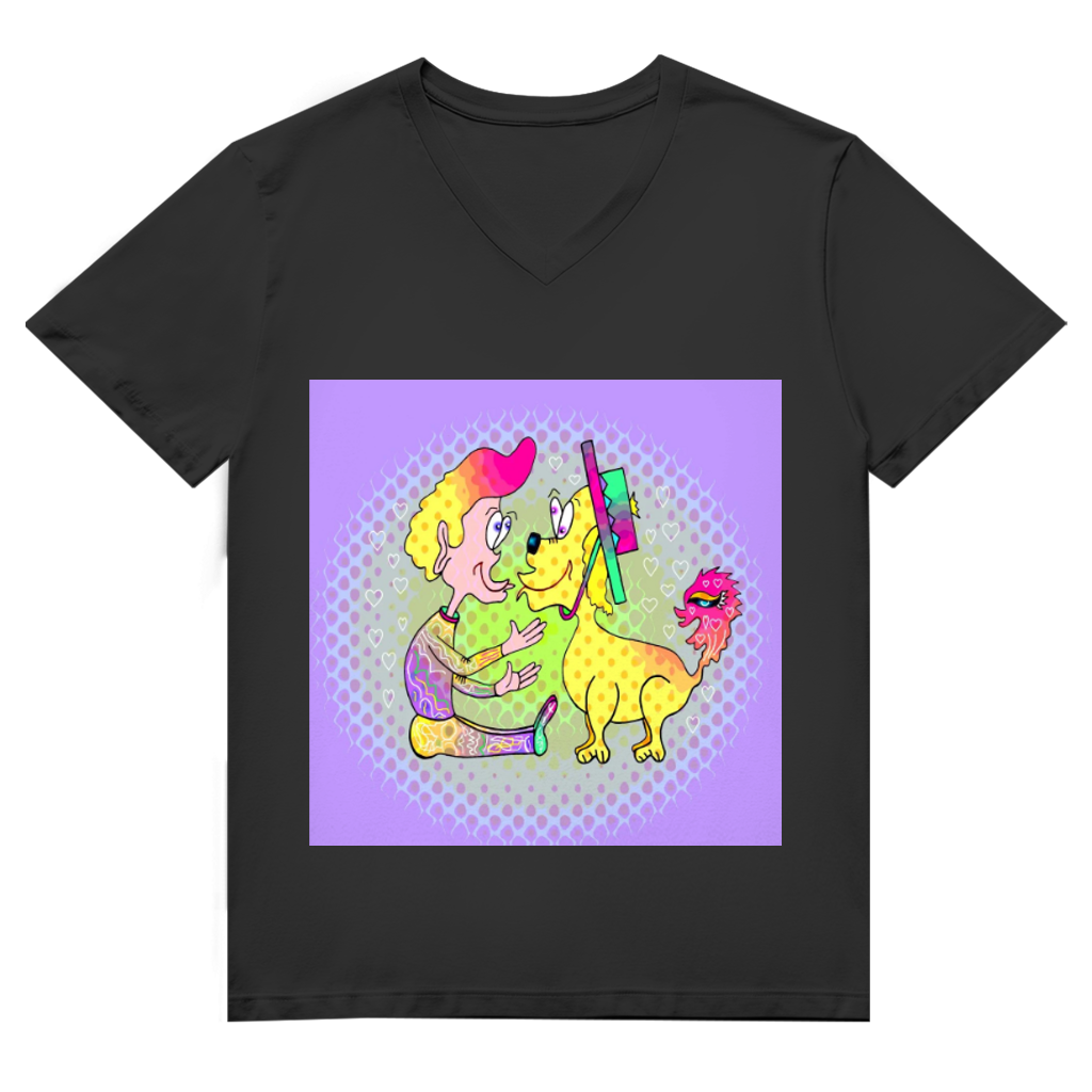 Herren Premium Bio V-Neck T-Shirt Picasso dog