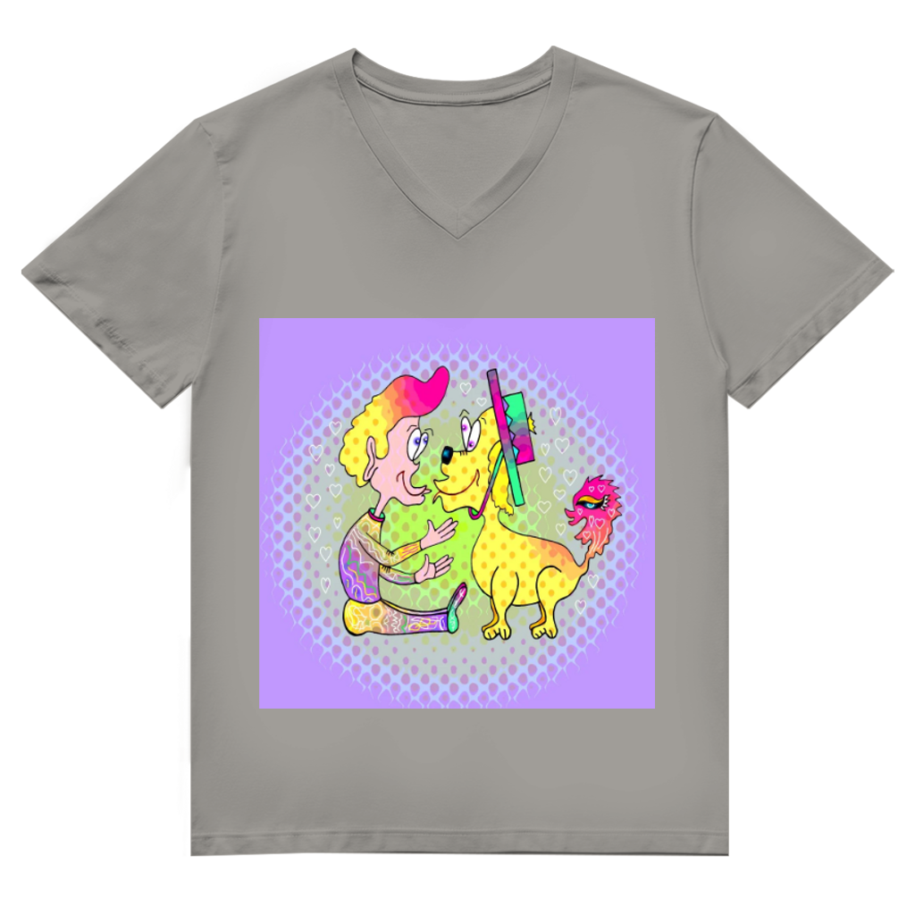 Herren Premium Bio V-Neck T-Shirt Picasso dog