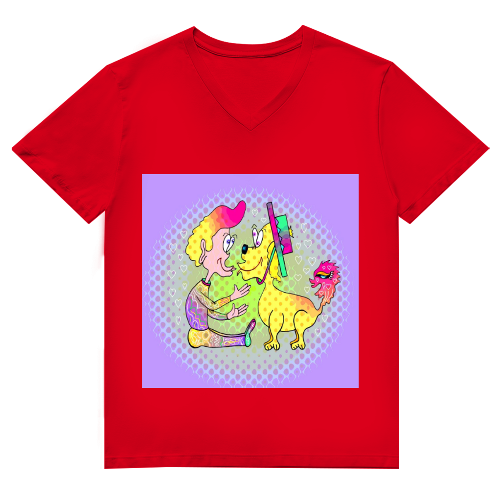 Herren Premium Bio V-Neck T-Shirt Picasso dog