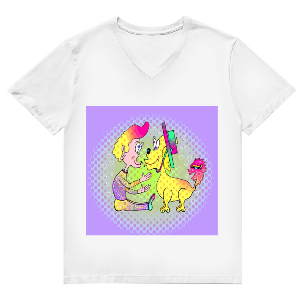 Herren Premium Bio V-Neck T-Shirt Picasso dog