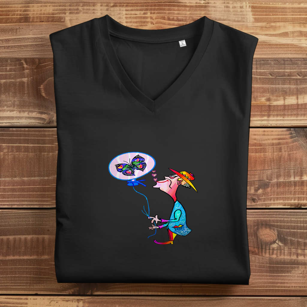 Damen Premium Bio V-Neck T-Shirt Ballonkünstler Manfred